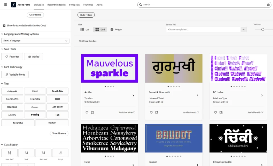 Adobe Fonts screenshot